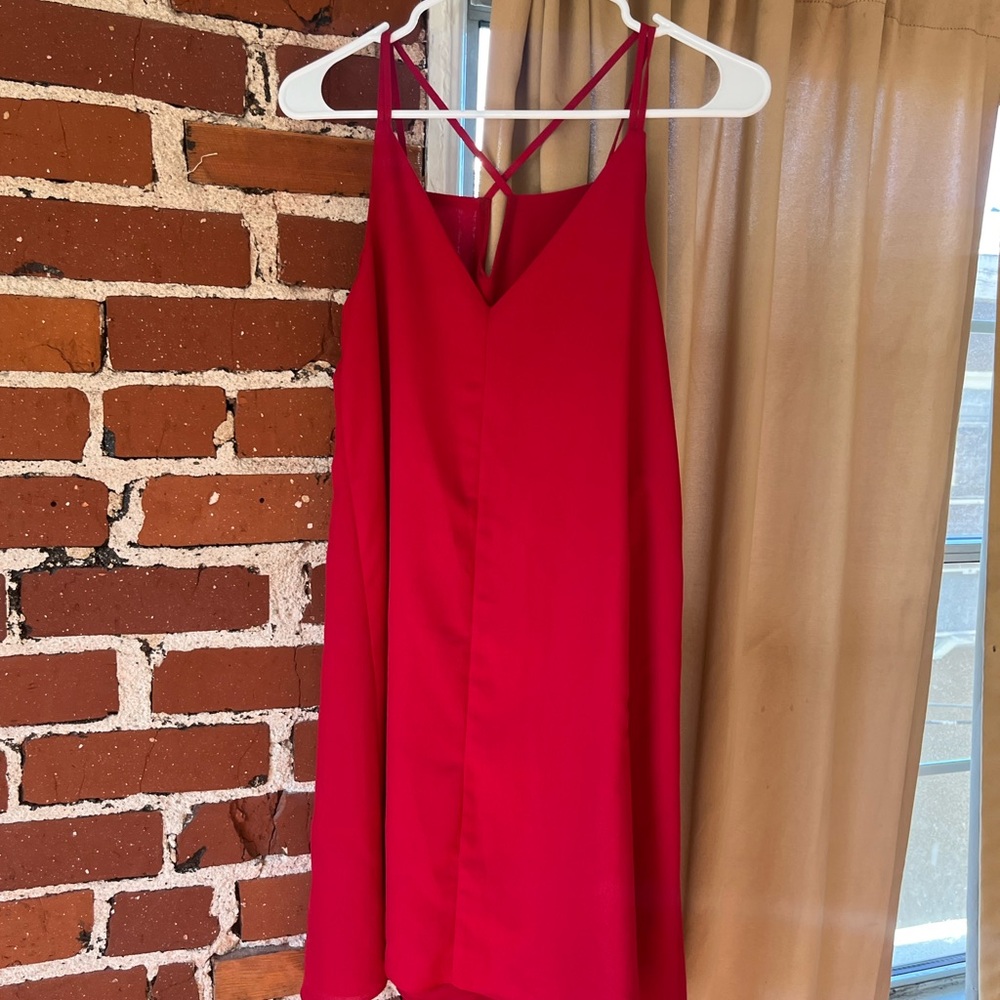 Elegant Red Spaghetti Strap Dress